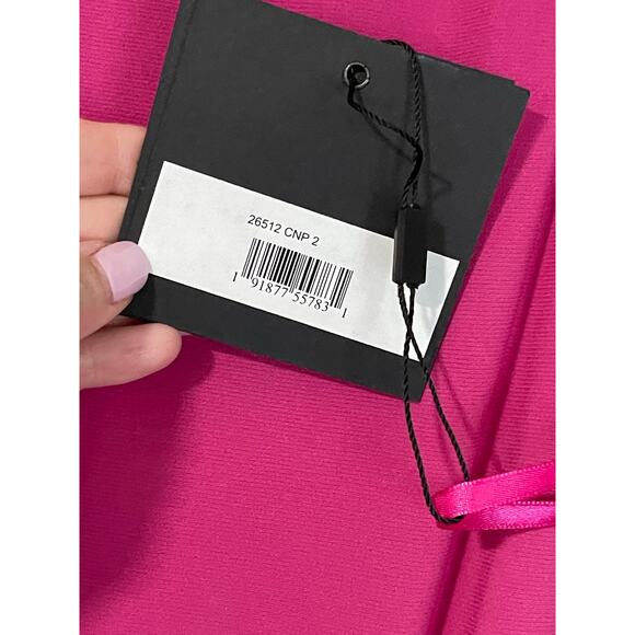 Mac Duggal NEW Size 2 Candy Pink Jersey One Shoulder Draped Back Gown NWT 26512 - Picture 8 of 9